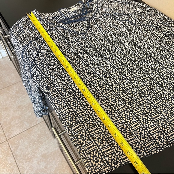 John Robshaw x Lucky Brand batik top, geometric pattern blue and white, sz M - Picture 10 of 14
